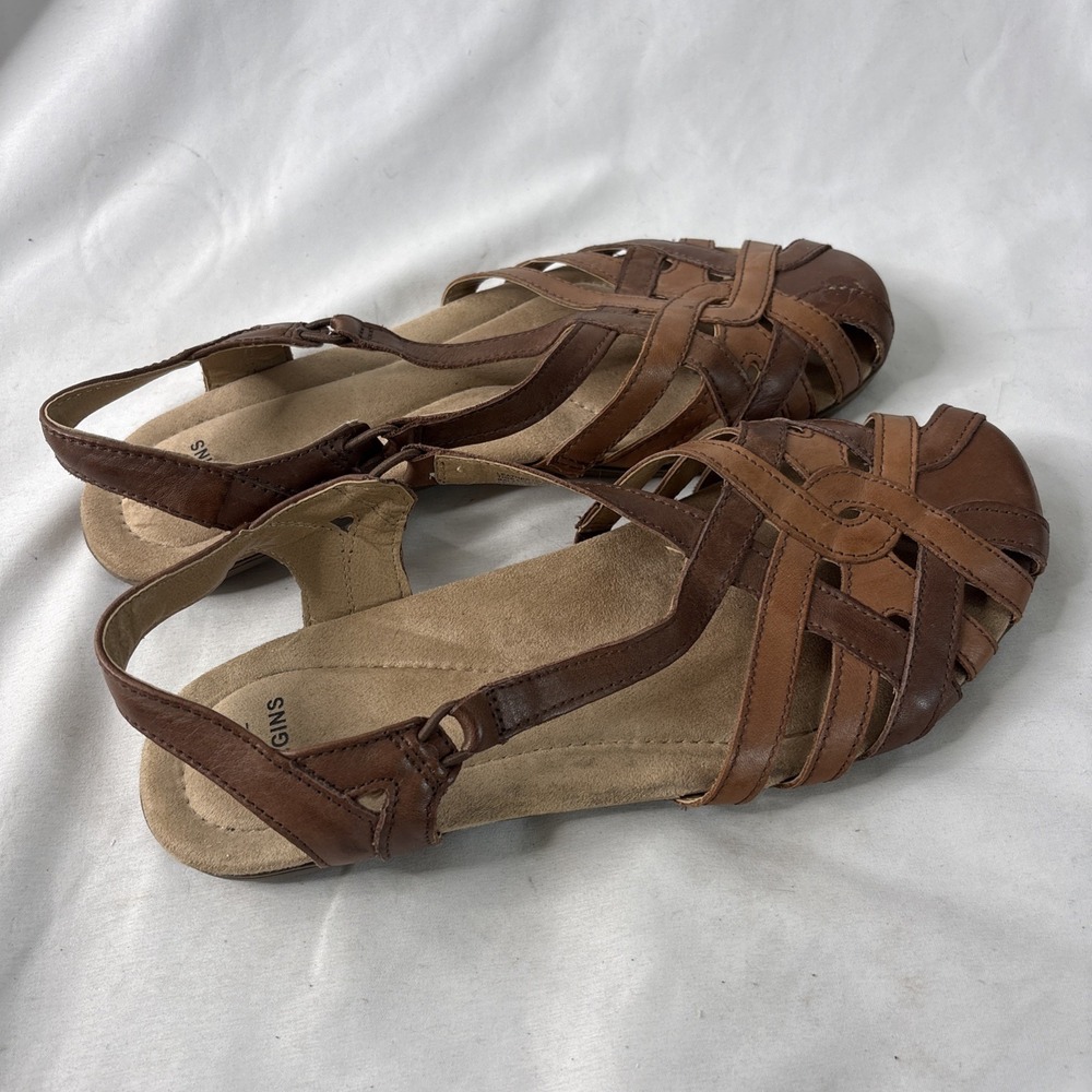 Earth Origins Belle Brielle Leather Upper Woven Straps Comfort Sandals Size 10 M - Picture 6 of 9